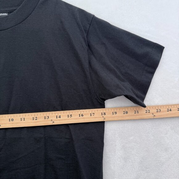 Vintage Fruit Of The Loom T Shirt Mens M Black Blank Single Stitch Made In USA - Picture 5 of 7